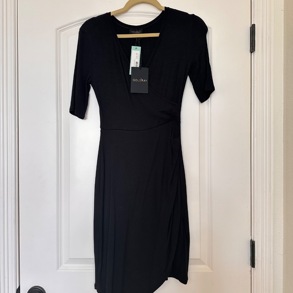 Goldray Blaise Ribbed Jersey Black Mini Dress